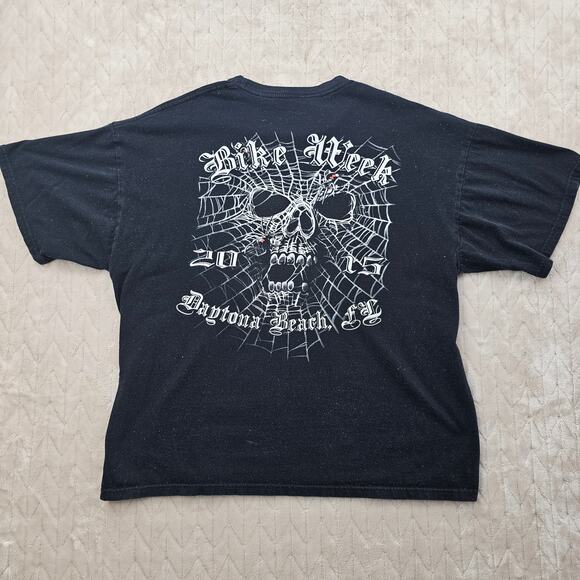 Bike Week Shirt Mens 2XL Daytona Beach Y2K Skull Grunge Streetwear Spider Web - Picture 1 of 7